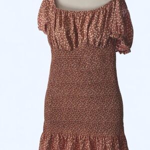 Revamped off the shoulder pink floral with ruff mini dress M